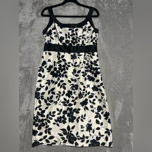 Y2K Madison Leigh Formal Midi Dress Women’s 10 Black White Floral Satin